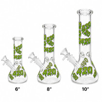 420 Glow In The Dark Art Beaker Water Pipe - with 14M Bowl (MSRP $30.00-$40.00)