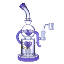Clover Glass - 10" Recycler Heart Perc Water Pipe - with 14M Bowl (MSRP $60.00)