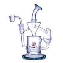Clover Glass - 9" Double Barrel Recycler Water Pipe - with 14M Banger (MSRP $50.00)