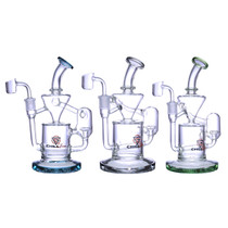 Clover Glass - 9" Double Barrel Recycler Water Pipe - with 14M Banger (MSRP $50.00)