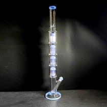 32" 4 Tree Perc Multi-Chamber Straight Water Pipe with Milky Blue Accents (MSRP $150.00)