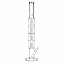 32" 4 Tree Perc Multi-Chamber Straight Water Pipe with Milky Blue Accents (MSRP $150.00)