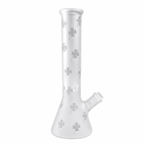 14" Frosted Etched Clover Design Beaker Water Pipe (MSRP $75.00)