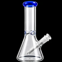 8.5" Clear Beaker with Color Rim Accent Water Pipe (MSRP $25.00)