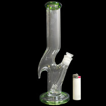 12" Zong  Water Pipe – 1 Kink Bent Neck Tube with Green Accents (MSRP $50.00)