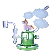 Clover Glass - 7" Assorted Unicorn Cloud Rig Water Pipe - with 14M Banger (MSRP $75.00)
