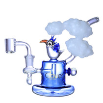 Clover Glass - 7" Assorted Bird Cloud Rig Water Pipe - with 14M Banger (MSRP $75.00)