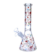 Clover Glass - 10" Assorted Valentine Decal Beaker Water Pipe - with 14M Bowl (MSRP $35.00) 