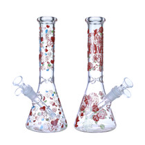 Clover Glass - 10" Assorted Valentine Decal Beaker Water Pipe - with 14M Bowl (MSRP $35.00) 