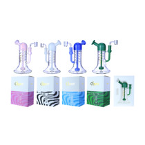 Clover Glass - 8" Assorted Swirl Cycler Rig Water Pipe - with 14M Banger (MSRP $75.00)
