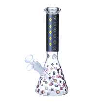 Clover Glass - 10" Assorted Glow in the Dark Designer Decal Beaker Water Pipe - with 14M Bowl (MSRP $35.00)