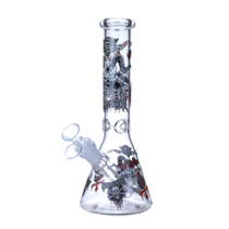 Clover Glass - 10" Assorted Glow in the Dark Skulls Decal Beaker Water Pipe - with 14M Bowl (MSRP $35.00)
