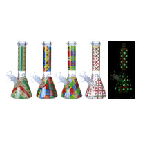 Clover Glass - 10" Assorted Glow in the Dark Holiday Decal Beaker Water Pipe - with 14M Bowl (MSRP $35.00)