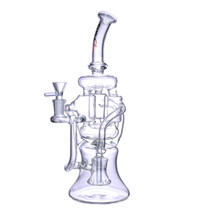 Clover Glass - 13" Multi Perc Recycler Water Pipe - with 14M Bowl (MSRP $75.00)