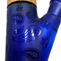 Snoop Dogg - 8" Wood Grain Frosted Paisley Straight Water Pipe with Matching 14M Bowl - Blue (MSRP $99.99)