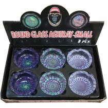 Glass Ashtray Round Assorted - Display of 6 (MSRP $5.00ea)
