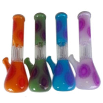 8" Assorted Color Dot Dome Perc Water Pipe - with Funnel Bowl (MSRP $20.00)