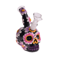 6" Clay Sugar Skull Water Pipe - with 14M Male Bowl (MSRP $30.00)