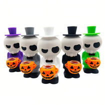 5.5" Silicone Assorted Halloween Skelly Bubbler Hand Pipe (MSRP $15.00)