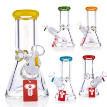 Tigerat - 8" 51x9mm Color Rim Beaker Water Pipe - with 14M Male Bowl (MSRP $40.00)
