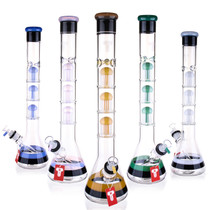 Tigerat - 18" Assorted Colors Tripple Tree Perc Beaker Water Pipe - with 14M Male Bowl (MSRP $70.00)