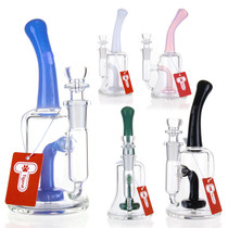 Tigerat - 7" Assorted Color Tube Mouth & Shower Perc Water Pipe - with 14M Male Bowl (MSRP $30.00)