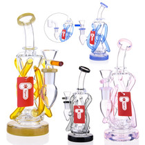Tigerat - 7.5" Assorted Color Rim Recycler Water Pipe - with 14M Male Bowl & Banger (MSRP $50.00)