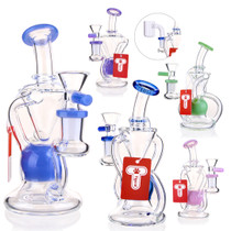 Tigerat - 6.5" Assorted Color Rim Recycler Water Pipe - with 14M Male Bowl & Banger (MSRP $30.00)