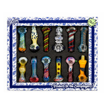 Everyday - 4" Mixed Design Glass Hand Pipe - 12ct Display (MSRP $15.00ea)
