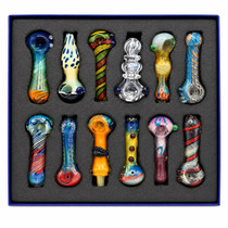 Everyday - 4" Mixed Design Glass Hand Pipe - 12ct Display (MSRP $15.00ea)