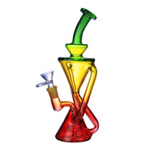Clover Glass - 9" 7mm Multi Colors Recycler Dab Rig Water Pipe - With 14M Quartz Banger (MSRP $40.00)