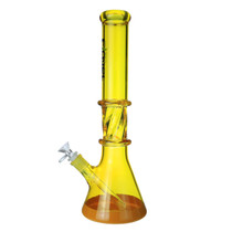Clover Glass - 14" 5mm Assorted Colored Twisted Ice Pinch Beakers Water Pipe - With 14M Bowl (MSRP $40.00)