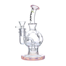 Clover Glass - 7" 5mm Assorted Colors Rim Ball Recyclers Water Pipe - With Quartz Banger 14M (MSRP $50.00)