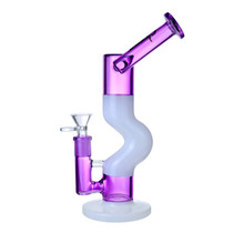 Clover Glass - 12" 5mm Assorted Colors 1 kink Zong Straight Water Pipe - With 14M Bowl (MSRP $40.00)