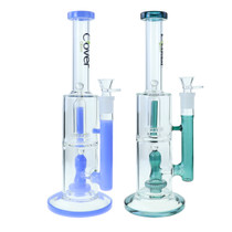 Clover Glass - 14" 5mm Assorted Colors Multi Perc Water Pipe - With 14M Bowl (MSRP $40.00)