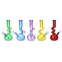 Clover Glass - 10" 5mm Assorted Color Kinky Beaker Water Pipe - with 14M Bowl (MSRP $30.00)