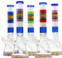 16" 25mm Thick Base Assorted Art Decal Beaker Water Pipe (MSRP $60.00)