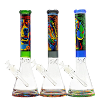 16" 25mm Thick Base Assorted Art Decal Beaker Water Pipe (MSRP $60.00)