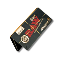 RAW® - Black Artesano Rolling Papers King Size Slim With Tips (32ct) - Display of 15 (MSRP $4.75ea)