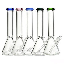 14" 7mm Thick Beaker Water Pipe With Color Rim - Assorted Colors (MSRP $60.00)