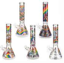 14" 7mm Thick Rainbow Decal Art Heavy Beaker Water Pipe (MSRP$60.00)