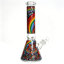 14" 7mm Thick Rainbow Decal Art Heavy Beaker Water Pipe (MSRP$60.00)