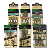King Palm - Green Leaf Tubes - 5ct Display of 8 (MSRP $5.00-8.00ea)