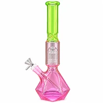 14" Tree Perc 2 Tone Color Diamond Shape beaker Water Pipe (MSRP $50.00)