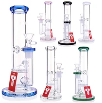 Tigerat - 8" Colored Rim Flared Base Straight Water Pipe (MSRP $20.00)