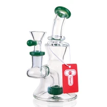 Tigerat - 6" Green Accent Round-Chamber Water Pipe (MSRP $20.00)