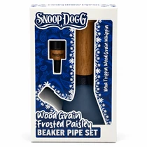 Snoop Dogg - 8" Wood Grain Frosted Paisley Beaker Water Pipe - Blue (MSRP $60.00)