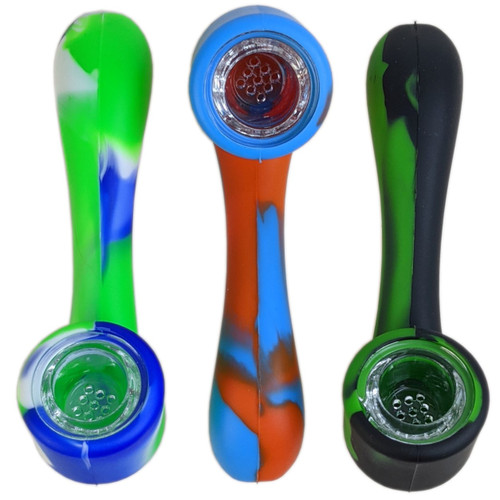 4.5" Silicone Mixed Color Sherlock Hand Pipe (MSRP $25.00)