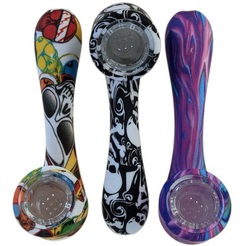 5.5" Silicone Water Transfer Glass Bowl Hand Pipe (MSRP $10.00)