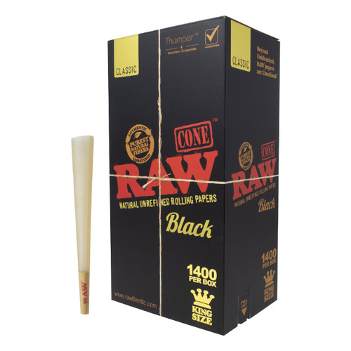 RAW® - Black Pre-Roll Cone King Size (BULK) - Box of 1400 (MSRP $3.00ea)